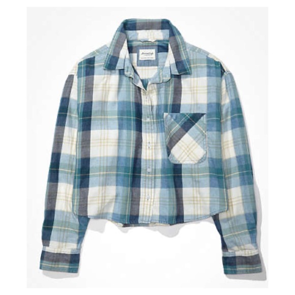 American Eagle Outfitters Tops - American Eagle Cropped Plaid Flannel Shirt